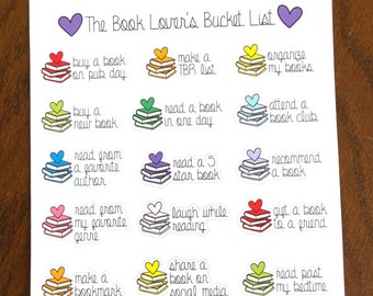 The Book Lover's Bucket List - Reading Challenge Planner Stickers - Reading Bucket List Planner Stickers - Calendar Stickers - Book Stickers