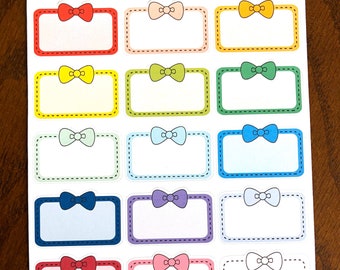 Stitched Bows Half Box Planner Stickers - Rainbow Half Boxes - Cute Box Stickers - Bright Planner Stickers - Half Boxes Planner Stickers