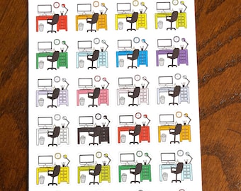 Rainbow Desks Planner Stickers - Work Planner Stickers - Office Desk Planner Stickers - Computer Stickers -  Office Stickers