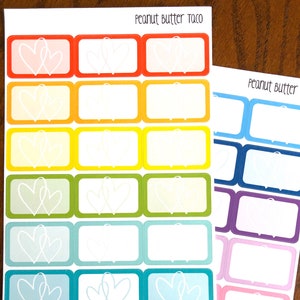 Doppelte Herz halbe Boxen - halbe Box Sticker - halbe Boxen Aufkleber - Regenbogen Herz Sticker - Doodle Hand gezeichnet Aufkleber