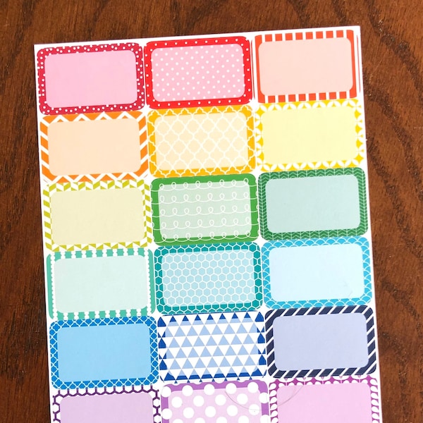 Bright Rainbow Half Boxes - Planner Stickers - Rainbow Half Boxes - Half Box Stickers - Fun Box Stickers - Patterned Half Boxes