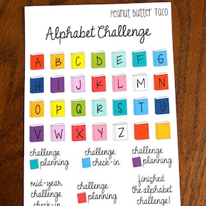 Alphabet Reading Challenge Planner Stickers - ABC Reading Planner Stickers - Reading Bucket List Planner Stickers - Bookish Stickers