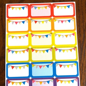 Bunting Half Boxes - Planner Stickers - Rainbow Flags Half Boxes - Matte Half Box Stickers - Bright Planner Stickers - Fun Box Stickers