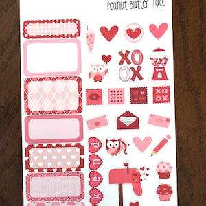 Valentine&#39;s Mini Kit Planner Stickers - Valentine&#39;s Day Planner Stickers - Valentine Stickers - February Planner Stickers - Sampler Sheet