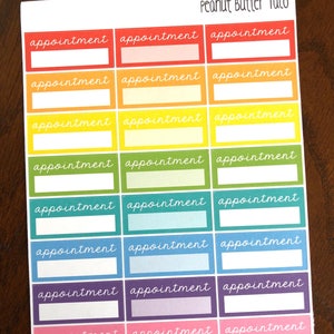 Appointment Boxes -  Appointment Planner Stickers - Planning Stickers - Rainbow Functional Stickers - Box Stickers