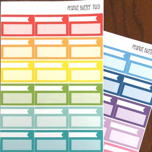 Flag Half Boxes Planner Stickers - Half Box Stickers - Box Planner Stickers - Functional Rainbow Box Stickers - Square Corner Box Stickers