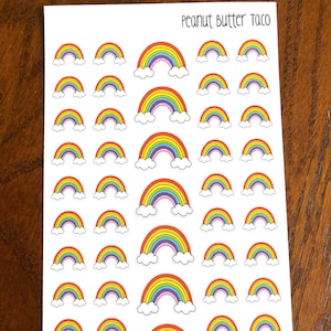 Rainbow Doodles Planner Stickers - Hand Drawn Rainbows - Doodle Planner Stickers - Cloud Stickers - Hand Drawn Planner Stickers