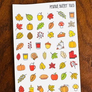 Fall Icons Planner Stickers - Fall Stickers - Pumpkin Spice - Cozy Fall Stickers - Acorn Stickers - Autumn Stickers - Leaves Stickers - Deco