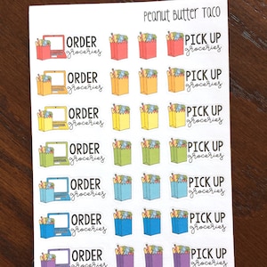 Bestel Boodschappen Planner Stickers - Pick Up Groceries Stickers - Boodschappen Stickers - Supermarkt Stickers - Food Stickers