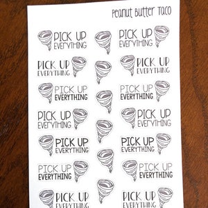 Stickers voor planner alles ophalen - stickers tornado - stickers schoonmaaklijst - snelle reiniging - stickers ophalen - stickers huis schoonmaken