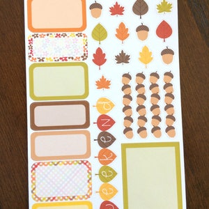 Mini kit feuilles d'automne autocollants - Stickers automne automne - Stickers automne hebdomadaire - feuilles autocollants - Glands autocollants - week-end
