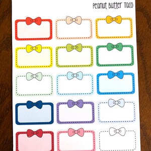 Stitched Bows Half Box Planner Stickers - Rainbow Half Boxes - Cute Box Stickers - Bright Planner Stickers - Half Boxes Planner Stickers