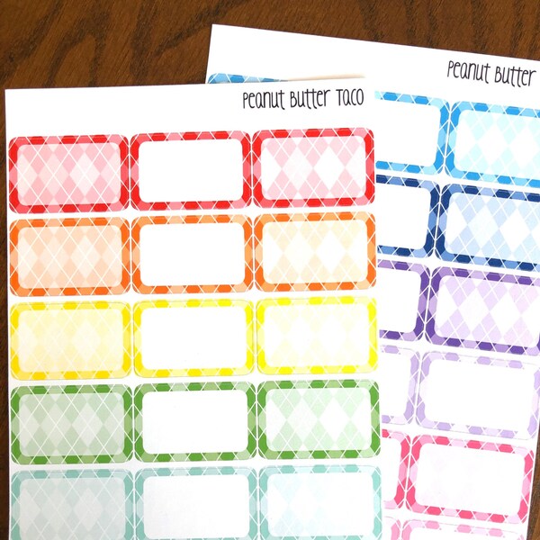 Rainbow Argyle Boxes - Half Box Planner Stickers - Rainbow Half Boxes Stickers - Colorful Planner Stickers - Half Boxes Planner Sticker