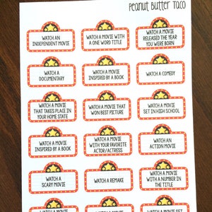 Movie Challenge Planner Stickers - Movies Planner Stickers - Movie Bucket List Planner Stickers - Calendar Stickers - Movie Marquee Stickers