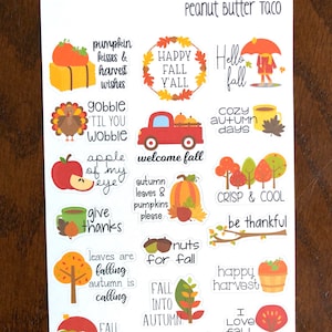 Fall Sayings Planner Stickers - Fall Quote Stickers - Fall Stickers - Autumn Stickers - Pumpkin Stickers - Leaves Calendar Stickers