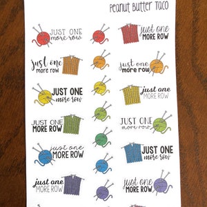 Just One More Row breistickers - grappige breistickers - Garenstickers - breihumor - plakboekstickers - gebreide stickers