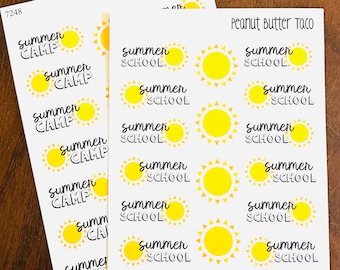 Summer School Planner Stickers - Summer Camp Kid Stickers - Summer Stickers - Mom Stickers - Summer Activity Stickers - Camp Stickers