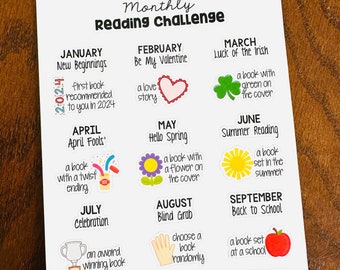 Monthly Reading Challenge 2023 Planner Stickers - Monthly Reading Challenge Stickers - Reading Bucket List Stickers - Reading Stickers