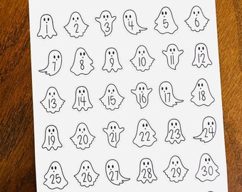Ghost Date Stickers - Number Planner Stickers - October Stickers - Halloween Date Covers - Calendar Stickers - Number Stickers - Date Covers