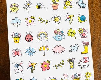 Spring Icons Planner Stickers - Spring Stickers - Flowers Stickers - Butterfly Stickers - Seasonal Decorative Stickers - Spring Deco