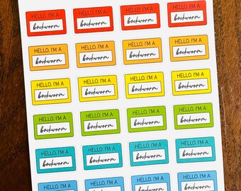 Hallo ich bin ein Bücherwurm Mini Sticker - Bücherwurm Sticker - Lese Sticker - Bücherwurm Sticker - Buchliebhaber Sticker - Bücher