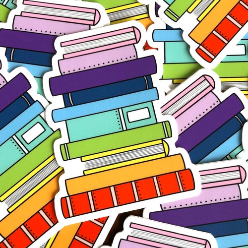 Book Stack Vinyl Sticker Bookish Vinyl Decal Laptop Etsy