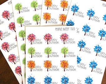 Seasonal Play Outside Planner Stickers - Seasons Stickers - Summer Stickers - Spring Stickers - Fall Stickers - Winter - Park Day Stickers