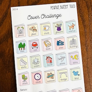 Boekomslag Challenge Planner Stickers - Op de cover Reading Planner Stickers - Reading Challenge Stickers - Bookish Stickers - Boekenwurm