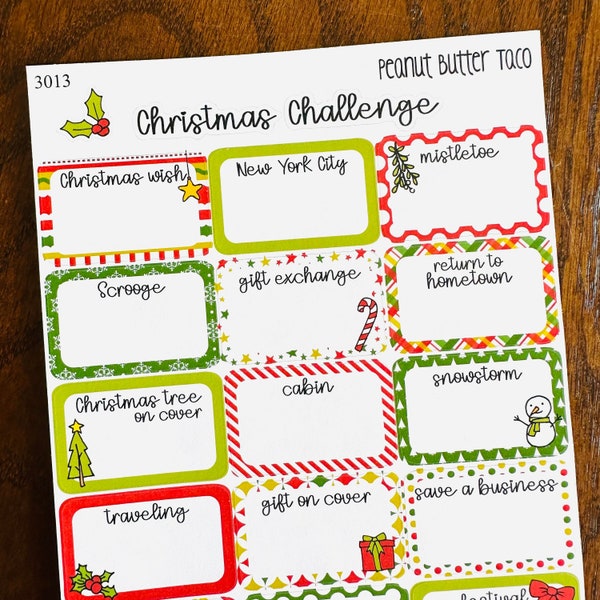 Christmas Reading Challenge - Holiday Movie Book Challenge Stickers - Reading Planner Stickers - Reading Journal Stickers - Bookish Stickers