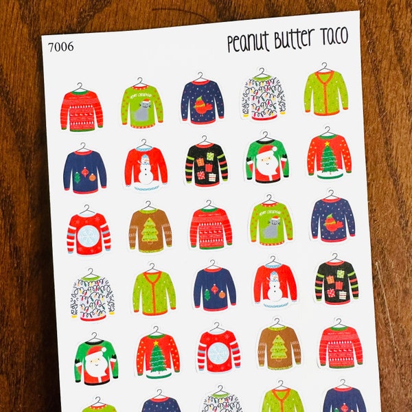 Ugly Christmas Sweater Planner Stickers - Holiday Stickers - Ugly Christmas Sweater Stickers - Winter Stickers - Christmas Deco Stickers