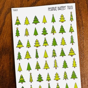 Stickers kerstboompictogrammen - stickers feestdagen - dennenboomstickers - winterstickers - kerstdecoratiestickers - groene bomen