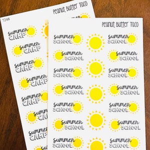 Stickers agenda scolaire d'été - Stickers camp d'été pour enfants - Stickers été - Stickers maman - Stickers activités d'été - Stickers camp