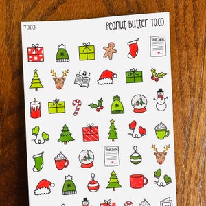 Stickers kerstpictogrammen - stickers feestdagen - kerstkrabbelstickers - winterstickers - kerstdecoratiestickers - hulst