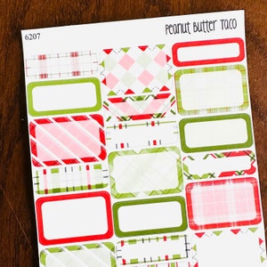Kerst geruite dozen gemengde dozen planner stickers - kerststickers - rood groen halve doos stickers - kwart dozen - halve dozen - vakantie