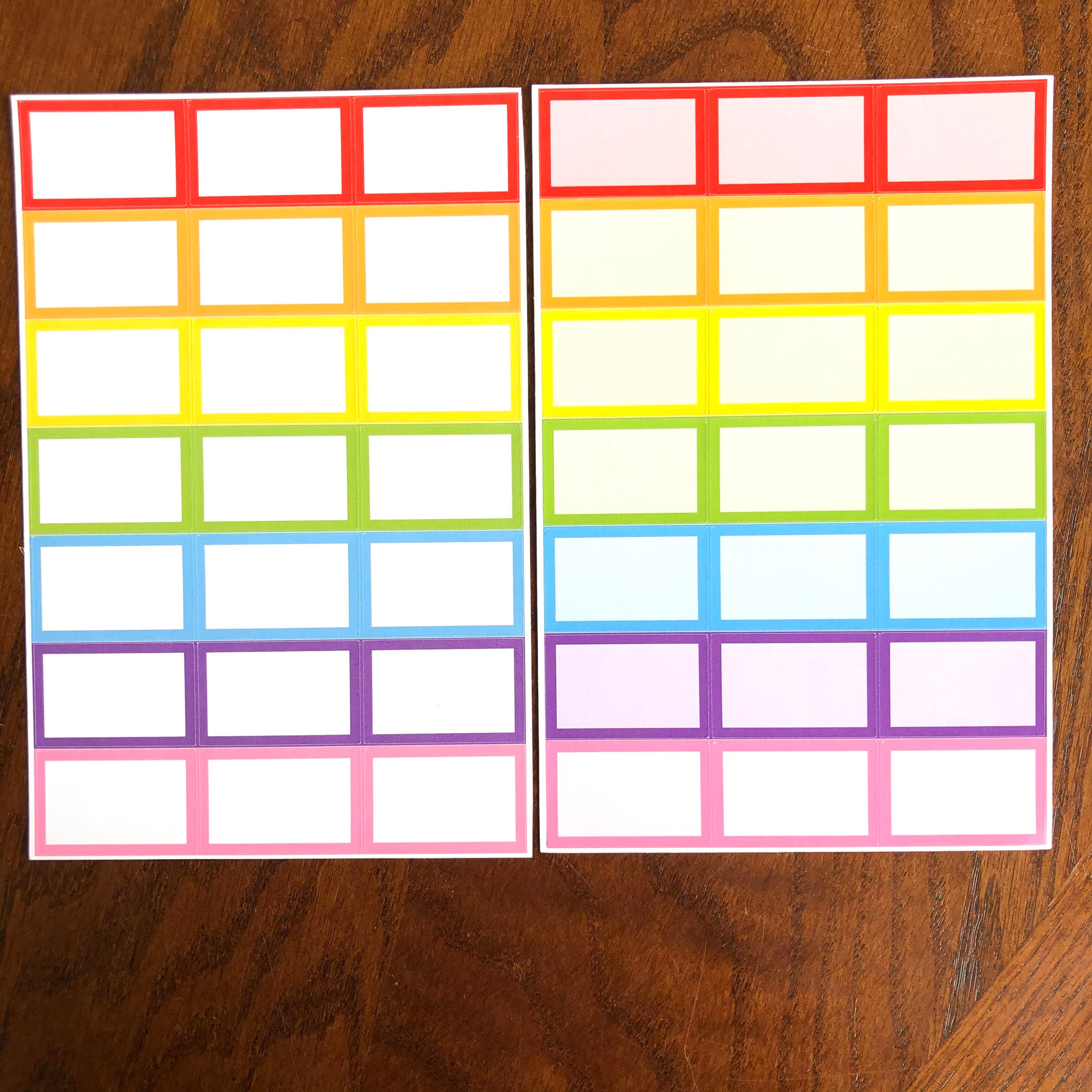 Squared Rainbow Half Boxes Planner Stickers - Rectangle Planner ...