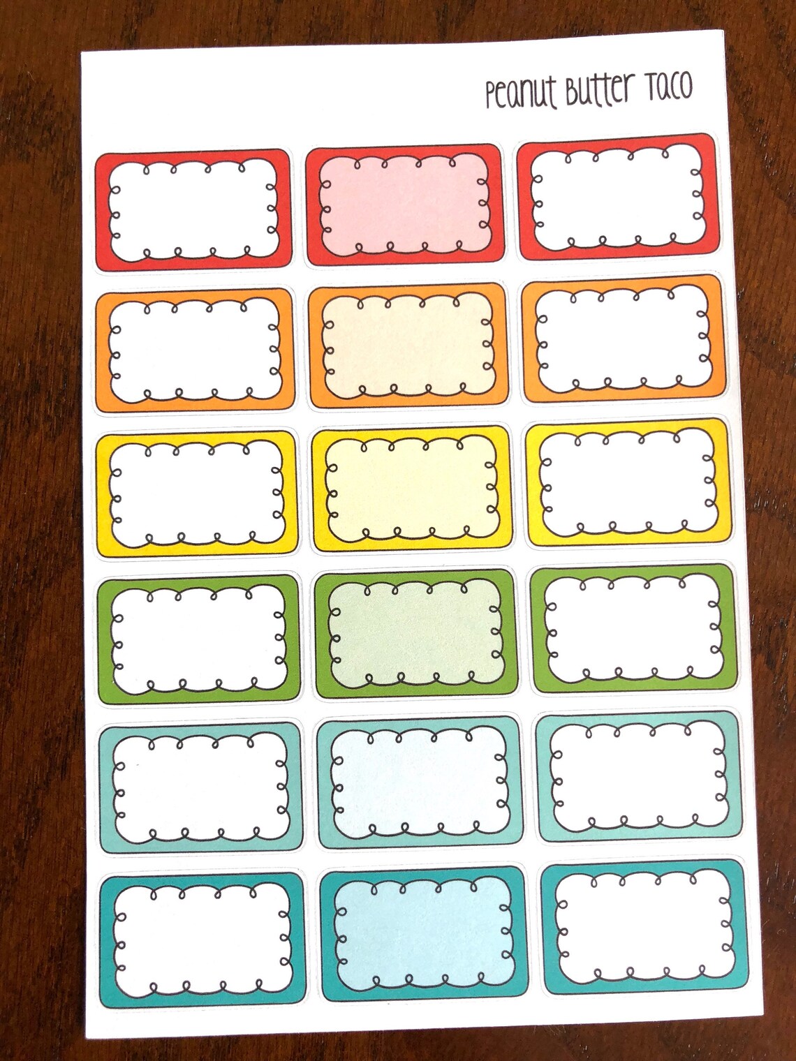 Rainbow Doodle Boxes - Half Box Planner Stickers - Half Boxes Stickers ...