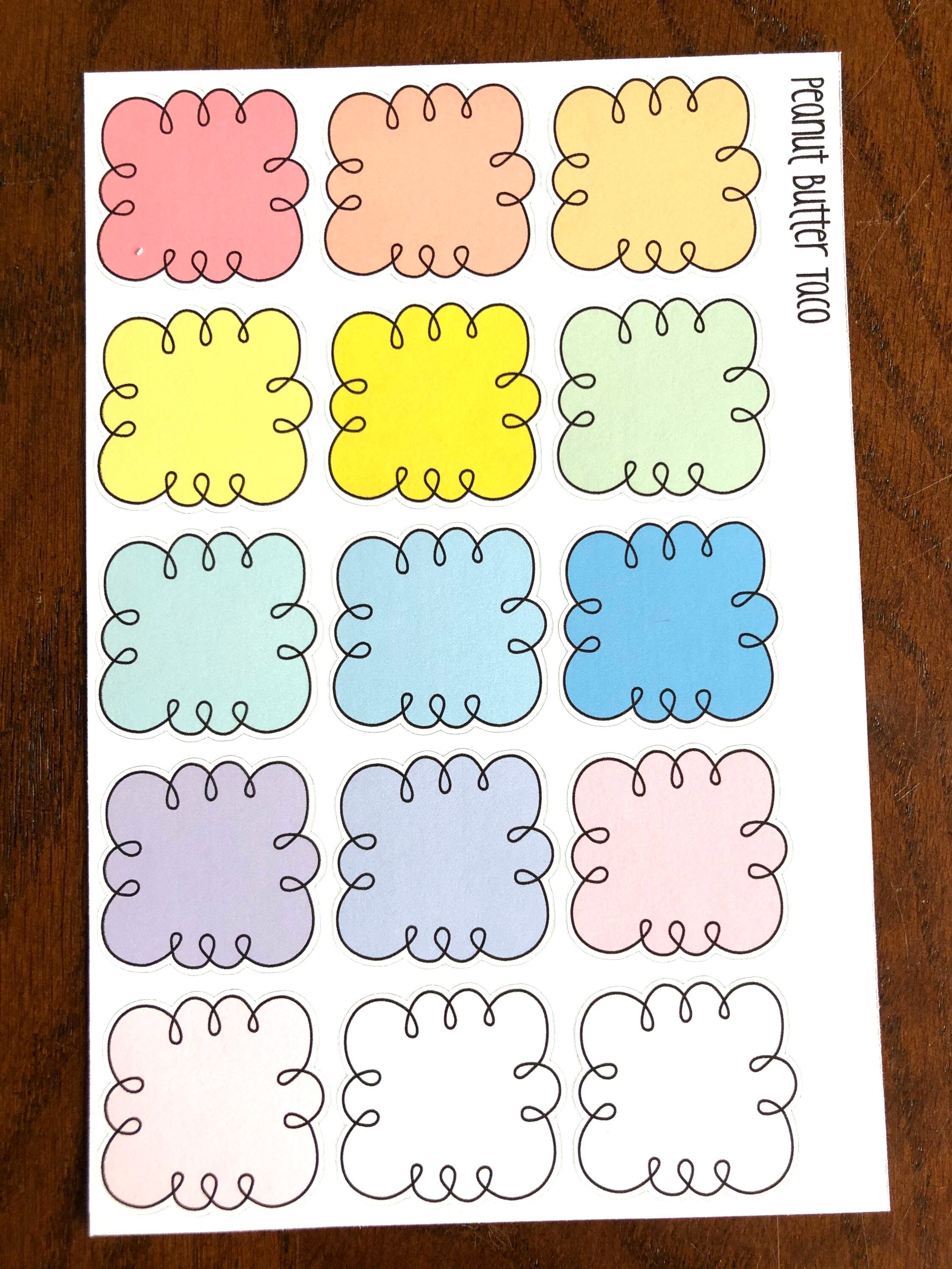 Large Doodle Clouds Planner Stickers Bright Rainbow or - Etsy