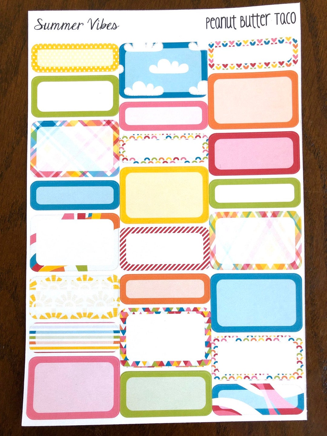 Summer Vibes Mixed Boxes Planner Stickers - Vibrant Plaid Bright ...