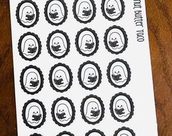 Ghost Reading Stickers - Planner Stickers - Ghost Bookish Stickers - Reading Planner Stickers - Spooky Book Lover Stickers