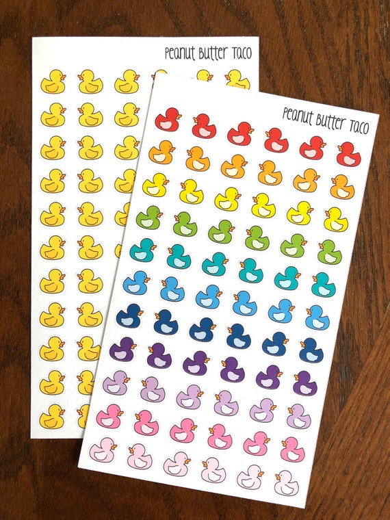 Rubber Ducks Planner Stickers - Rubber Ducky Planner Stickers - Rubber Duckies Stickers - Yellow Ducky Rainbow Ducky Stickers - Bath Time
