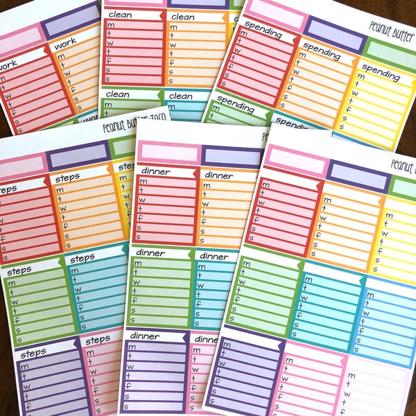 Customizable Sidebar Stickers - Weekly Stickers - Days of the Week Planner Stickers - Custom Sidebar Boxes - Menu Planning - Work - Cleaning