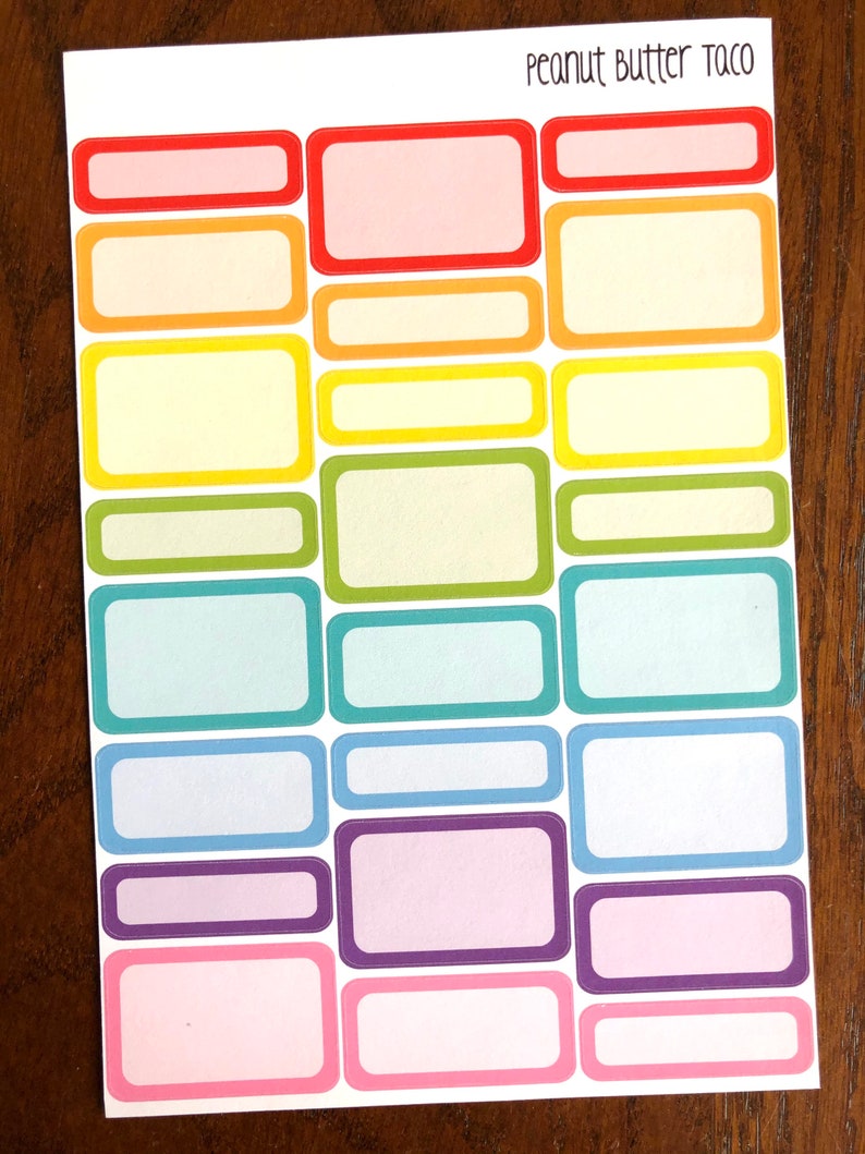 Rainbow or Pastel Mixed Boxes Planner Stickers - Box Stickers - Half ...