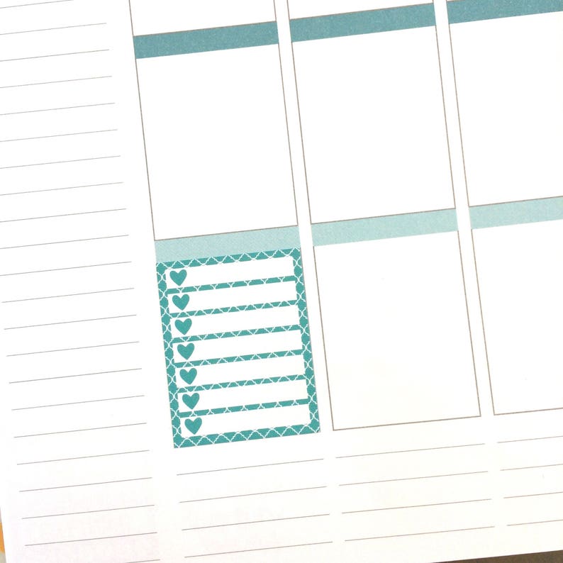 Full Box Checklist Planner Stickers Heart Checklists to Do - Etsy