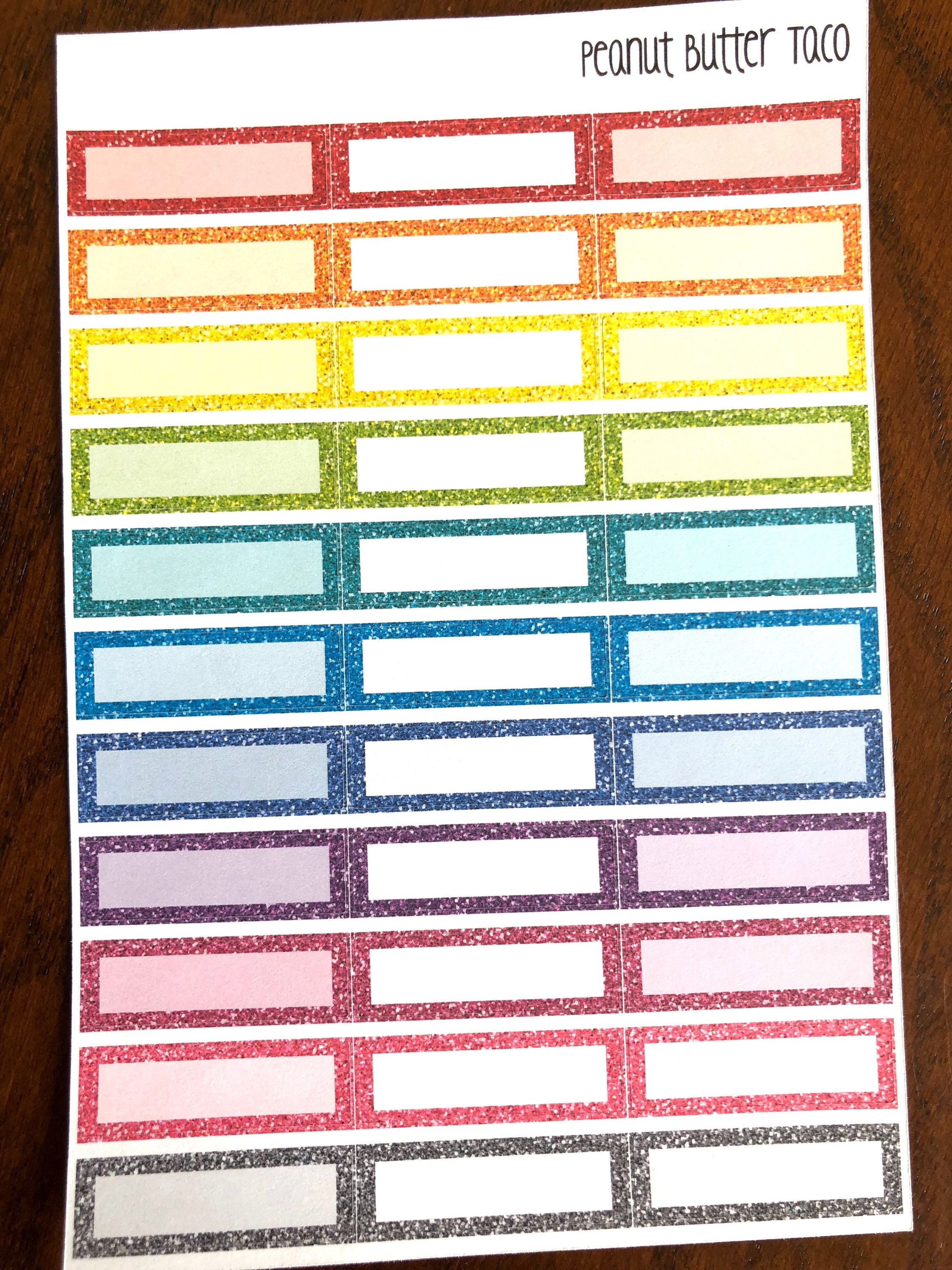 Glitter Rainbow Quarter Boxes - Glitter Planner Stickers - Rainbow ...