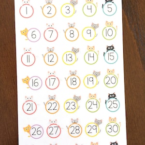 Cat Date covers Planner Stickers - Cat Stickers - Kitten Stickers - Countdown Stickers - Nummer Stickers - Date Cover Up Stickers - Dier