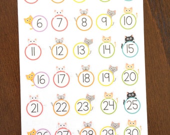 Cat Date Covers Planner Stickers - Cat Stickers - Kitten Stickers - Countdown Stickers - Number Stickers - Date Cover Up Stickers - Animal