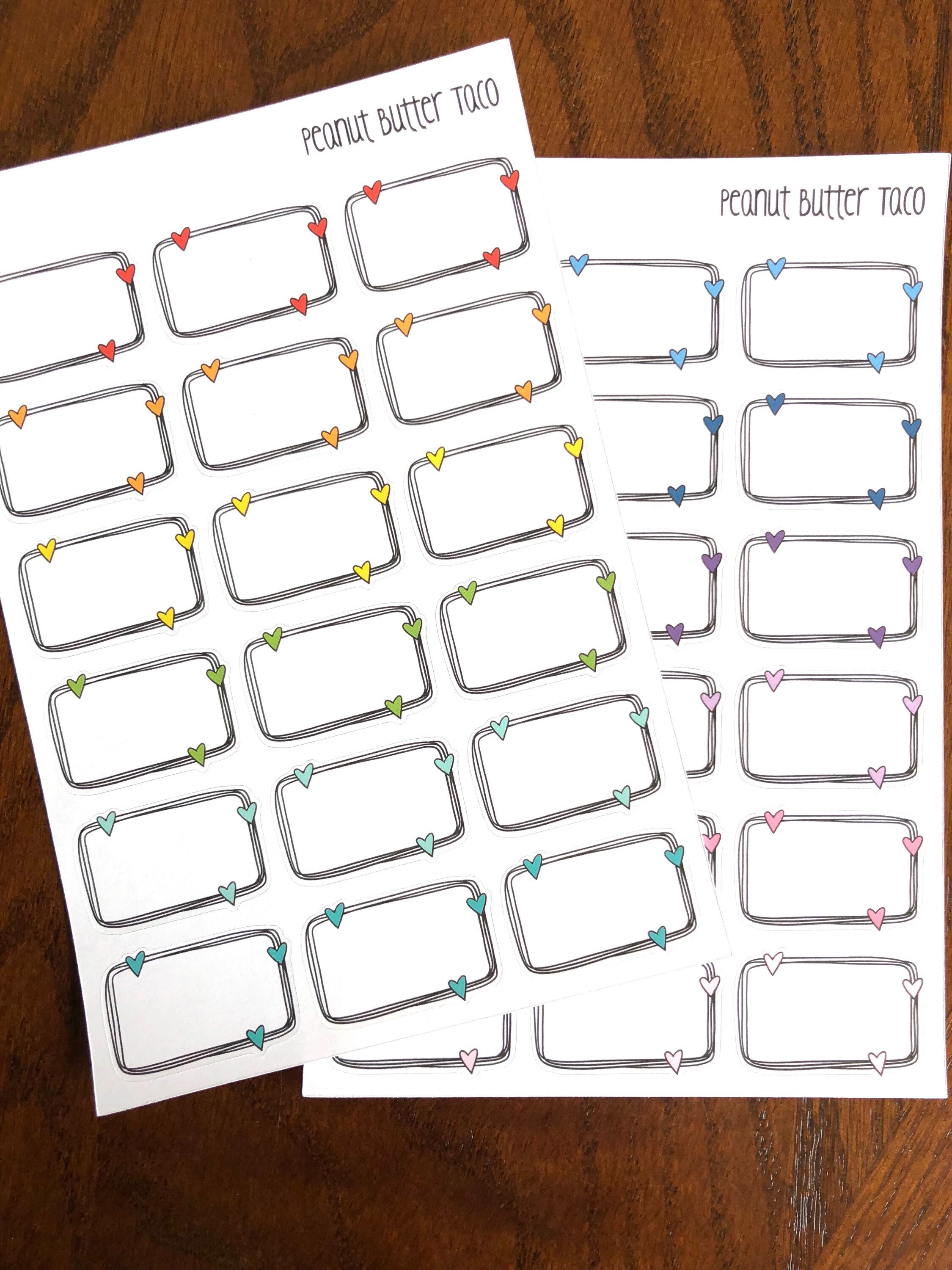 Scribble Rainbow Heart Boxes - Half Box Planner Stickers - Half Boxes ...
