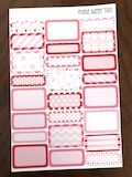 Valentine Mixed Boxes Planner Stickers - Valentine's Day Planner Stickers - February Planner Stickers - Half Boxes - Quarter Boxes - Pink