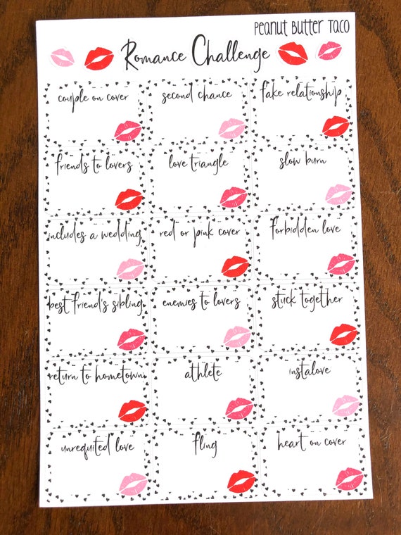 Romance Reading Challenge Planner Stickers - Genre Reading Challenge Stickers - Reading Bucket List Stickers - Reading Stickers - Kiss