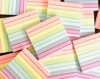 Rainbow Sticky Notes - Lined Sticky Notes - Stationery Gift - Memo Pad - Memopad - Sticky Notepad - Paper Pad - Office Supplies